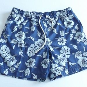 J CREW BLUE FLORAL SWIM SHORTS SZ MEDIUM